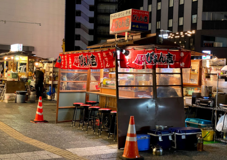 福岡市博多区祇園にある屋台 ぴょん吉の外観です